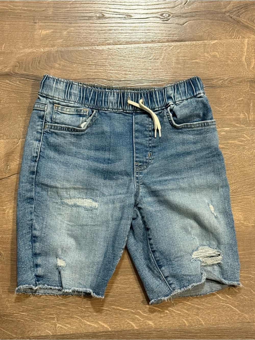 Old Navy Boys Blue Distressed Denim Drawstring Shorts